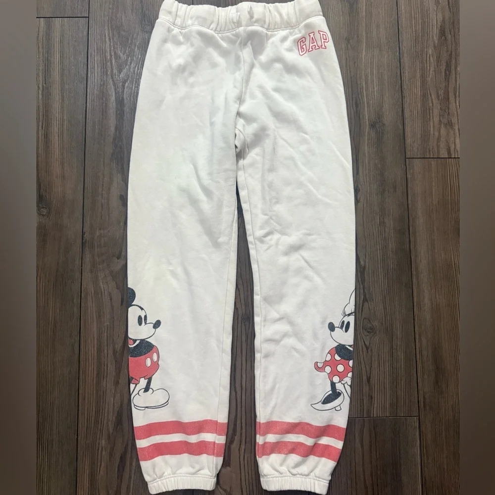 GAP Kids x Disney Mickey Minnie Sweatpants White Girls L 10-11 Joggers